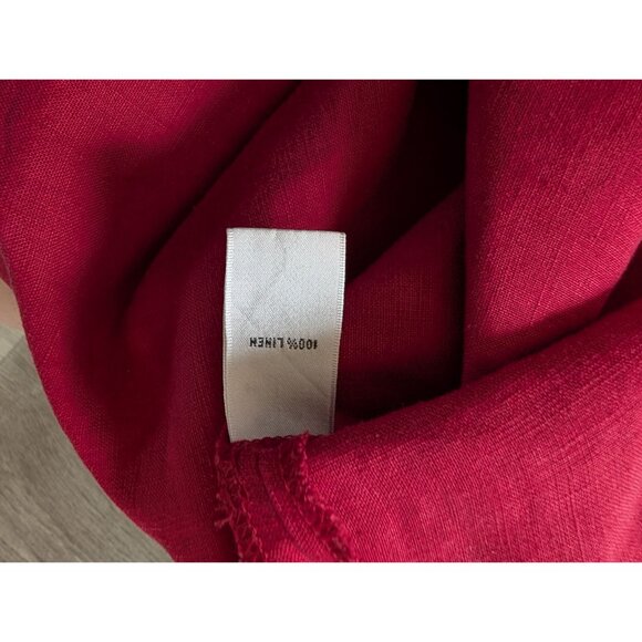 Josephine Chaus Sport Womens Red Linen Button-Up Short Sleeve Shirt L - Picture 5 of 8